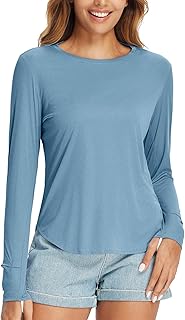 Camisas de sol UPF 50+ para mujer, protección UV, manga larga, protección contra erupciones, ligeras, de secado rápido, SPF para actividades al aire libre, ropa de senderismo