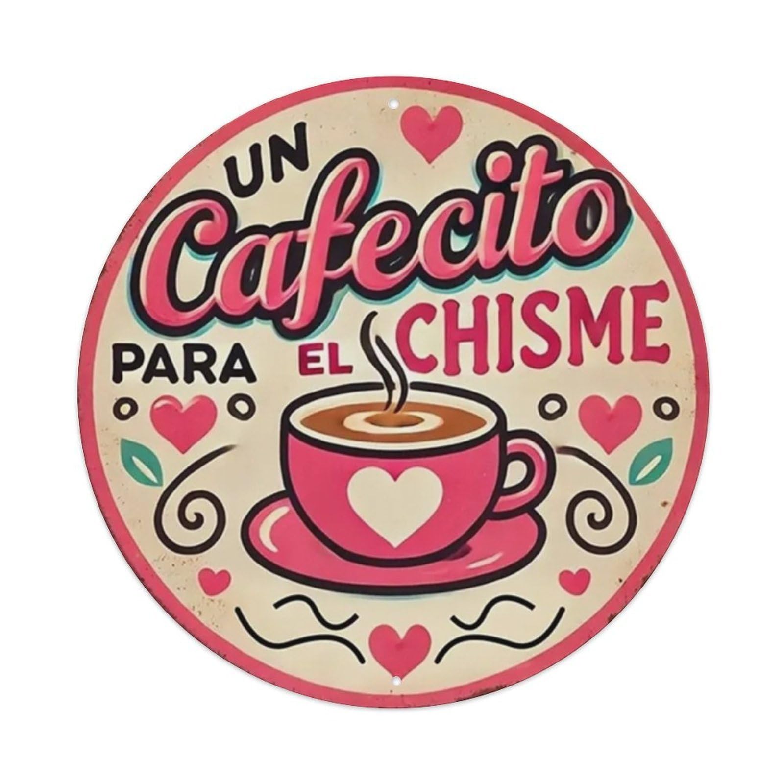 Coffee Time Theme Round Tin Sign Vintage Metal Sign Home Bar Garden Wall Decor Metal Poster 8x8 Inch