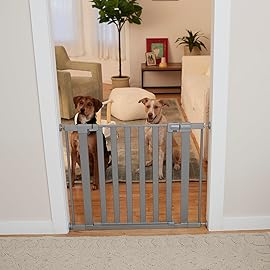 Safety 1st Walk Through Baby Gate with Door, Adjustable Pressure Mount Lift, Dog Gates, Fits 29-38 Wide, 1-Pack, Silver