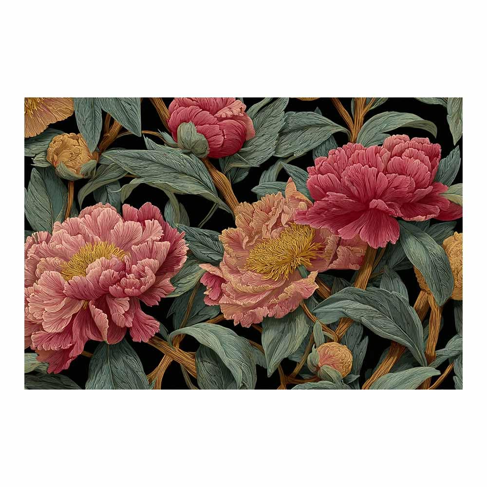 Hoqiu Multicolor Botanical Prints Vintage Peony Pattern Artwork, Wall Decoration Living Room Bedroom Hallway Stairs Decoration.(Multicolor)-30X40cm Unframed