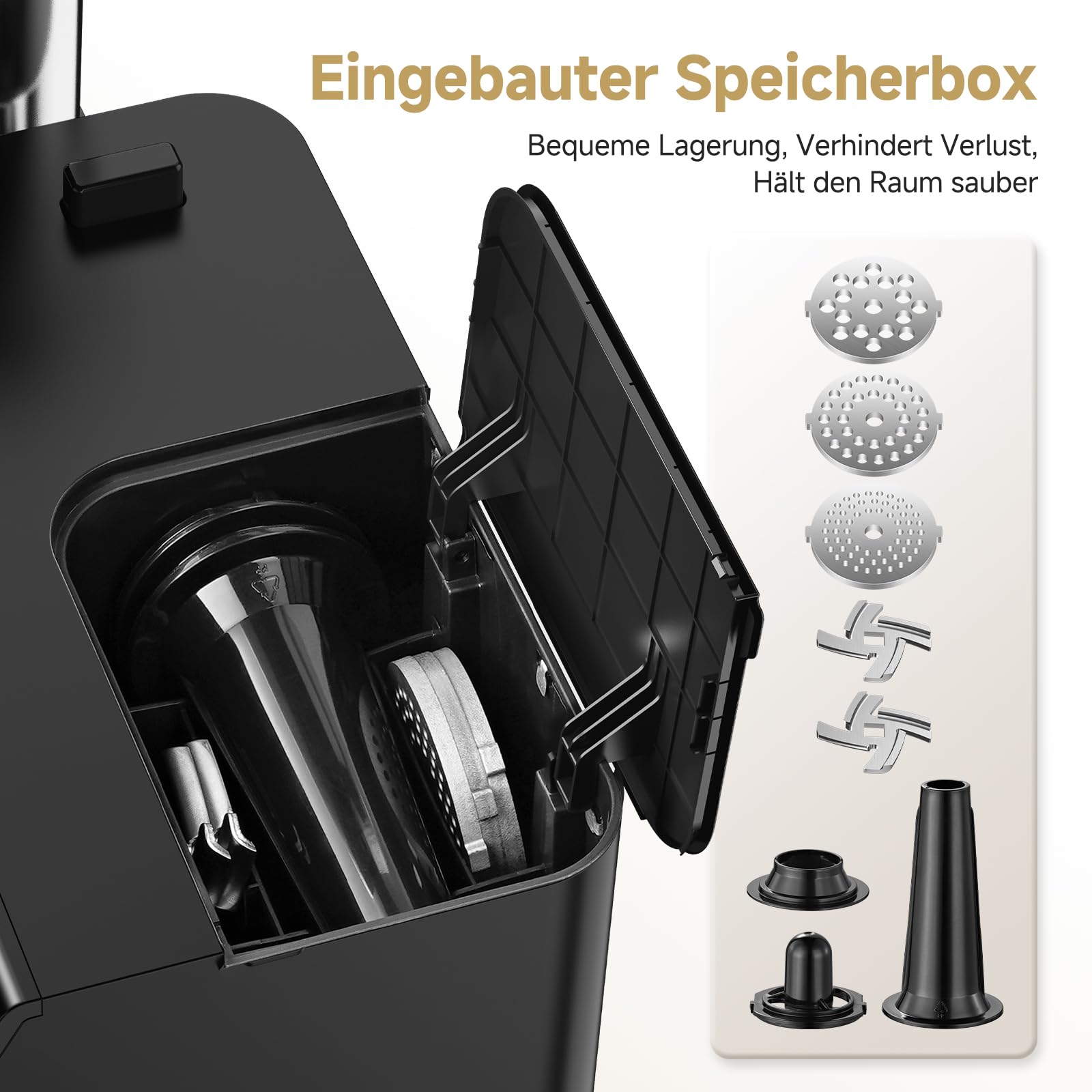 AAOBOSI Fleischwolf Elektrisch [3000W MAX] mit LED-Display,3 Geschwindigkeiten,Fleischwolf mit Anti-Verstopfungstechnik,Eingebauter Speicherbox,Wurstfüller & Kibbe-Herstellung für den Hausgebrauch