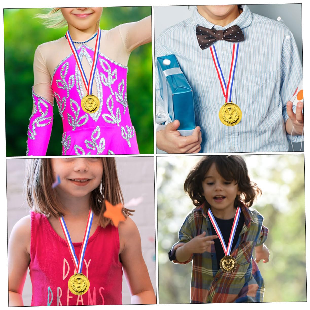INOOMP Medallas Deportivas para Niños 50 Piezas Doradas de Aleación