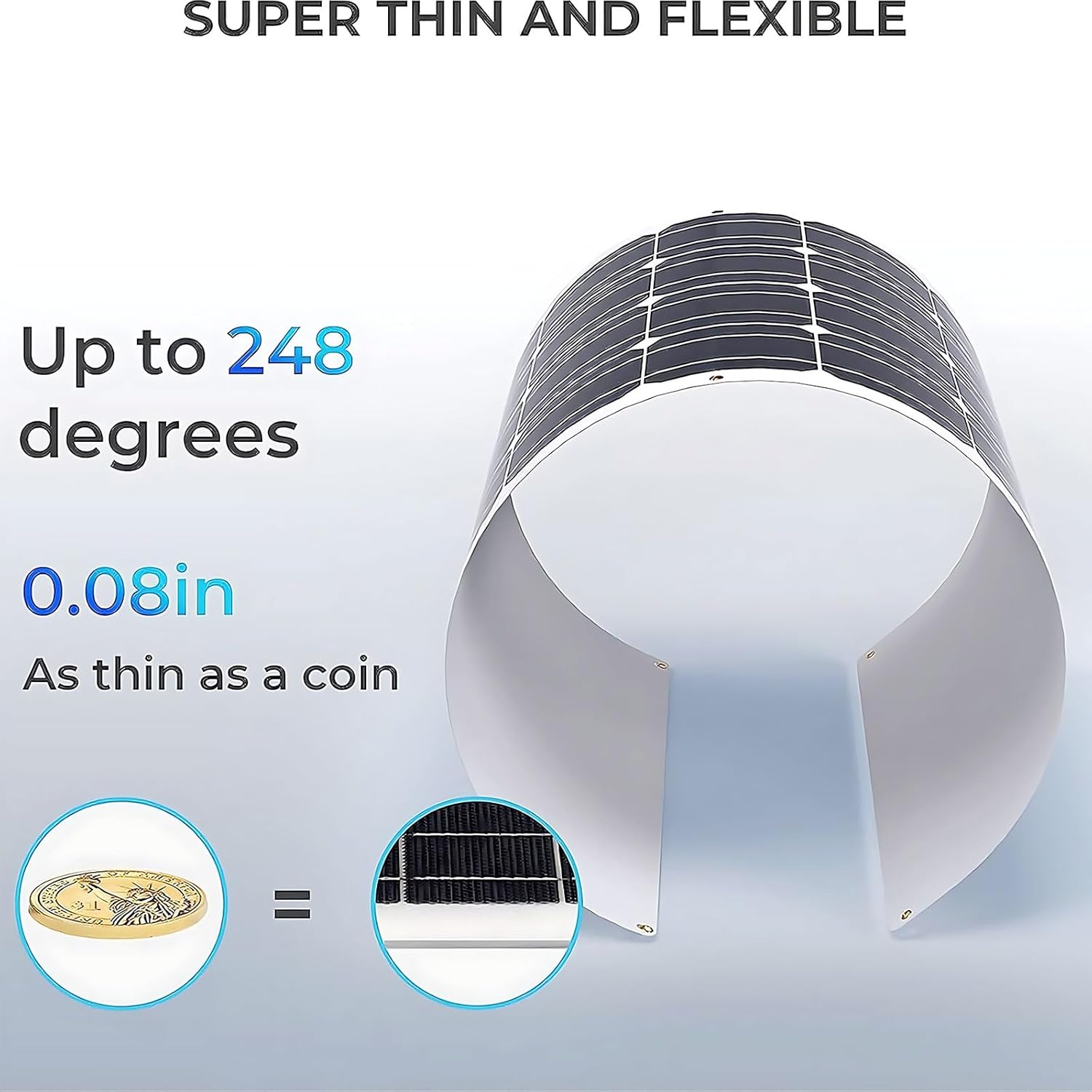 Flexible Solar Panels 6000 Watt 12-24 Volt 6Pcs 1000W Monocrystalline Semi-Solar Panel Kit Bendable Mono Off-Grid Charger for RV, Camper,Vehicle, Caravan and Other Off Grid Applications