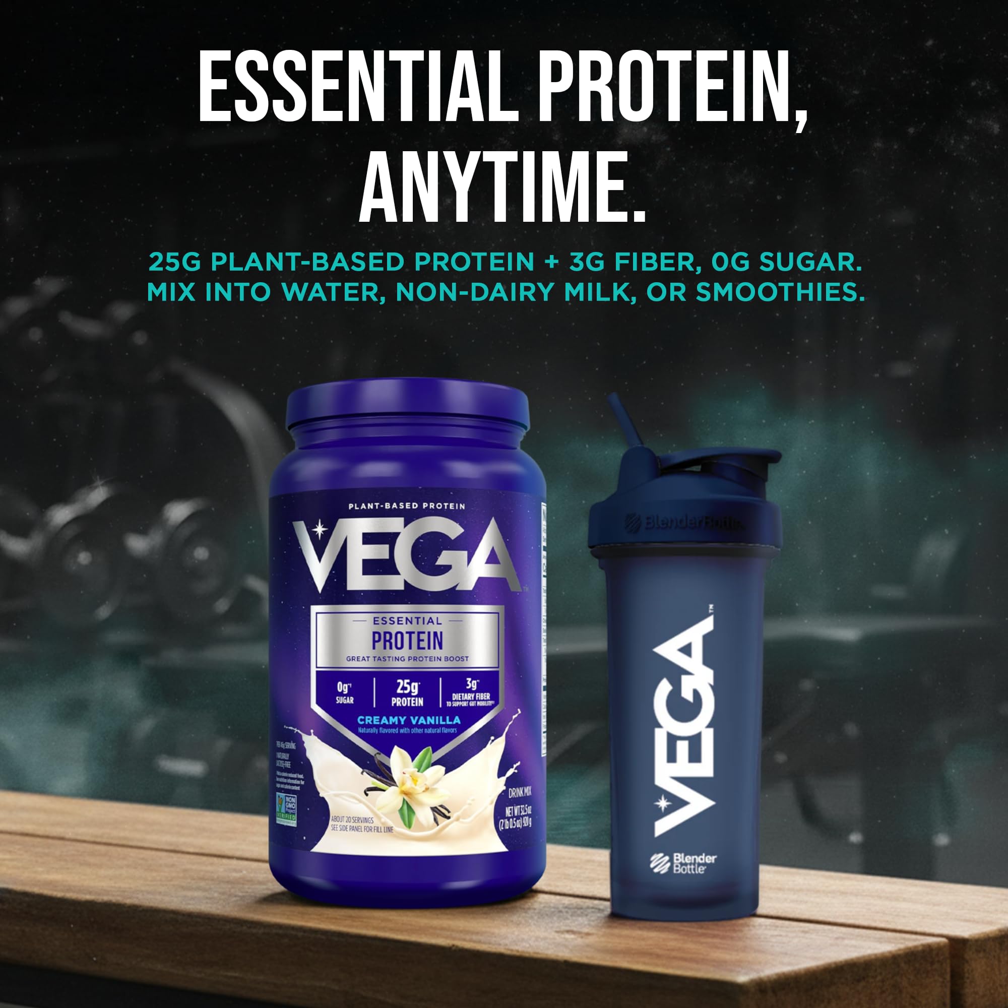 Vega Essential Protein – 25g Plant Based Protein Powder, Creamy Vanilla, Vegan for a Dairy-Free Vanilla Shake – Large Tub, 32.5oz (20 Servings) — Amazon image 11