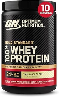 Optimum Nutrition Gold Standard 100% proteína de suero en polvo, helado de vainilla, 0.68 libras (paquete de 1)