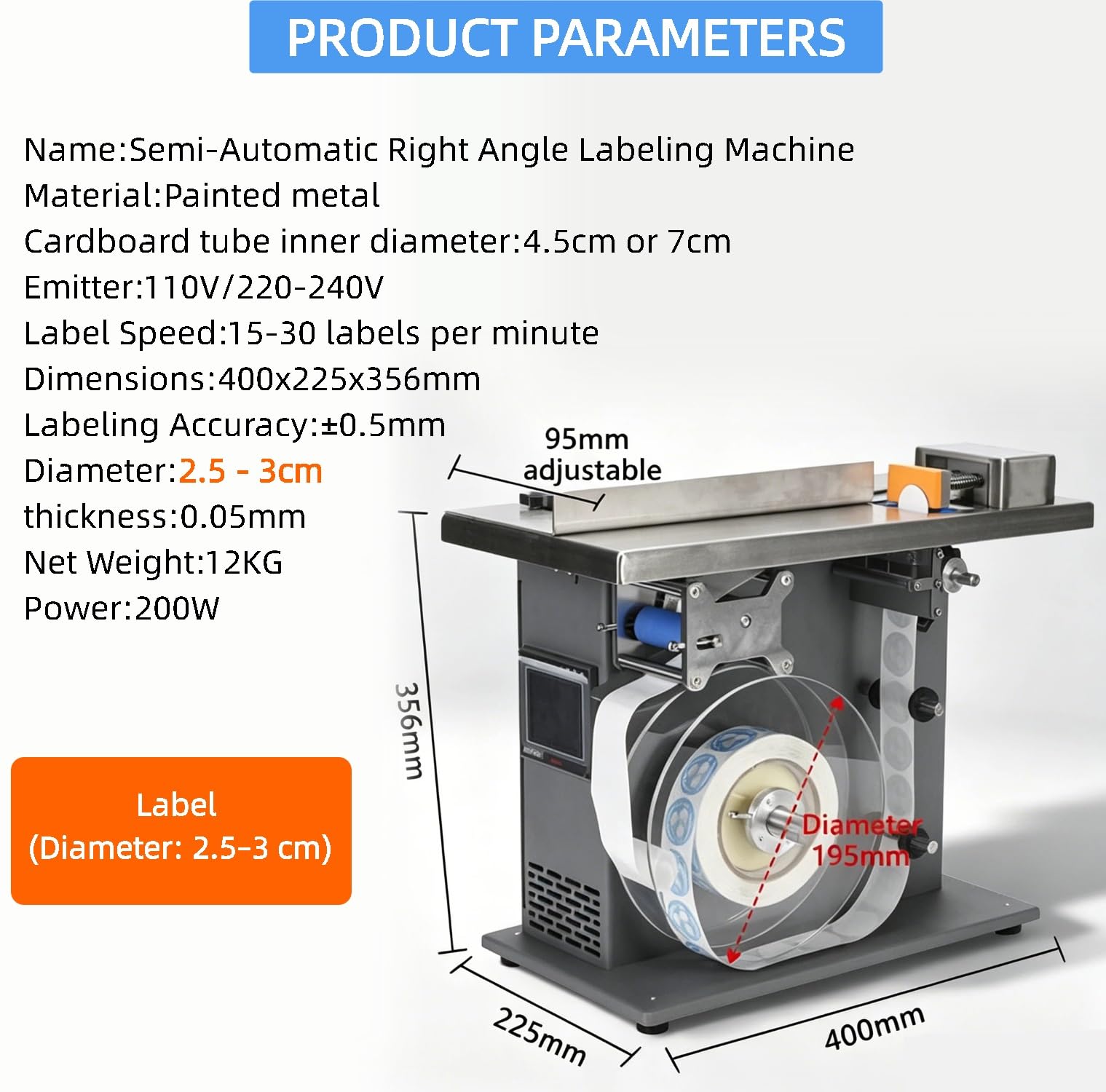 Etichettatrice angolo retto 90°, Etichettatrice automatica centraggio PLC