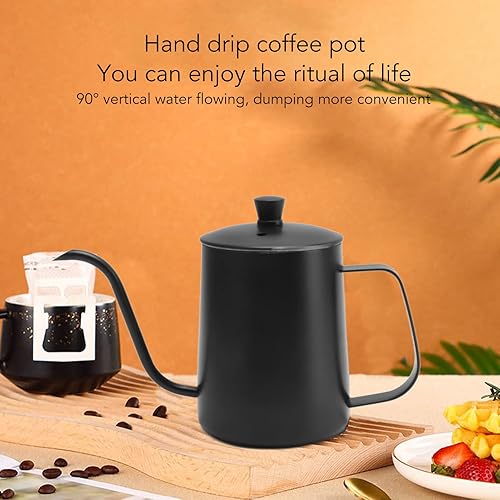 Miniatura 11 de Hervidor de café para verter sobre café, boquilla de cuello de cisne de acero inoxidable de 12 onzas, tetera larga y estrecha para verter sobre