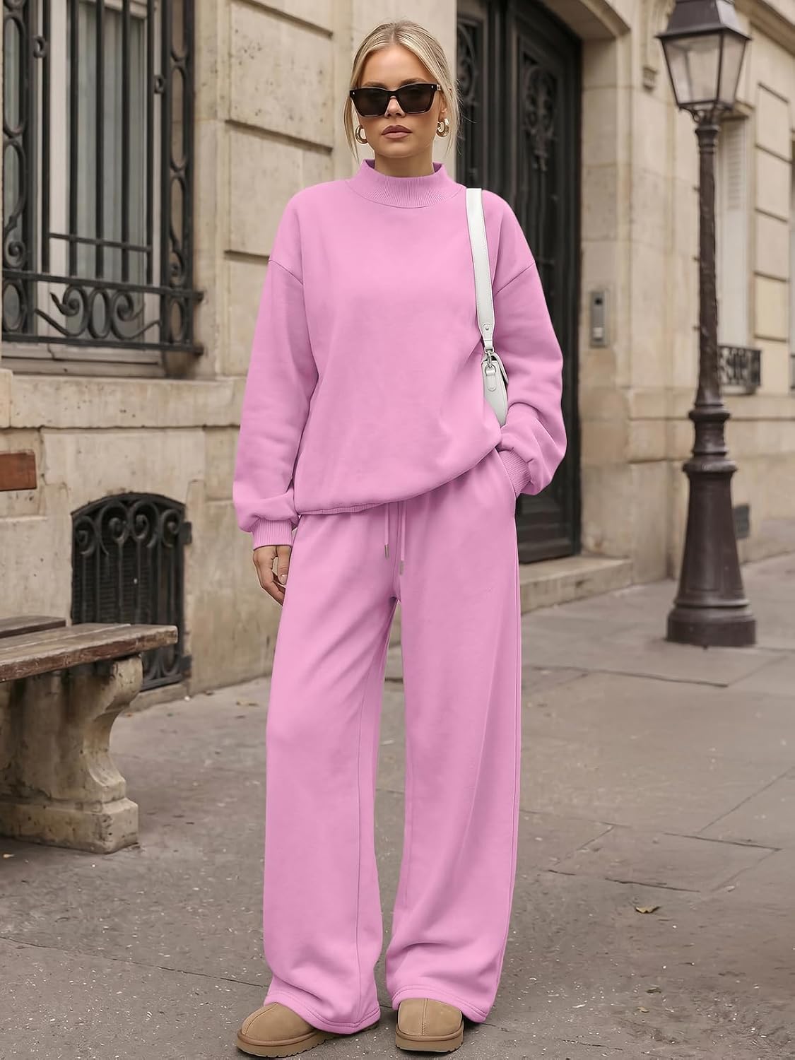  Women's Mock Neck 2 Piece Sweat Sets Sweatsuits Fall Outfits thumbnail