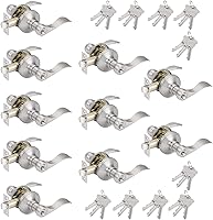 Probrico 10-Pack Keyed Alike Satin Nickel Wave Entry Door Levers with Locks - Secure for Home, Office, Bedroom Doors