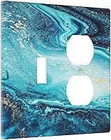 Vista 92 de Placa de pared de tortugas marinas, hierba oceánica, medusas, peces y algas marinas, placa de pared de doble palanca, cubierta de interruptor de luz