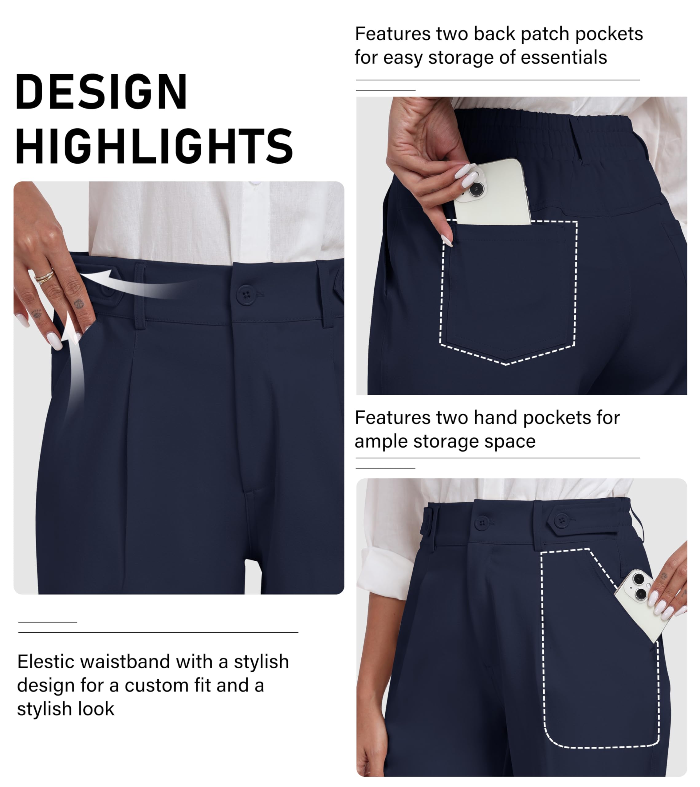 MoFiz Short Femme Été Shorts et Bermudas Elégant Short de Affaires Travail Golf avec 4 Poches