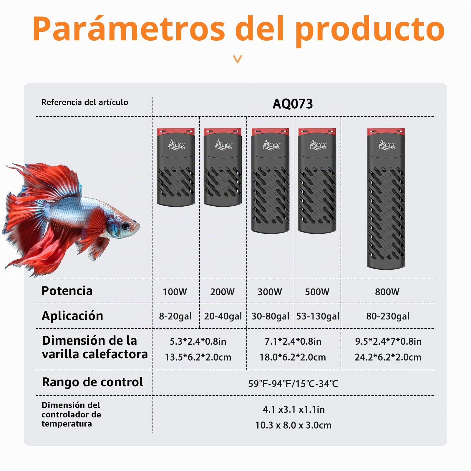 AQQA Calentador de acuario PTC de 800 W con controlador de termostato LED, calentador de acuario sumergible con cubierta protectora, protección contra sobretemperatura, para pecera de 300 a 880 L