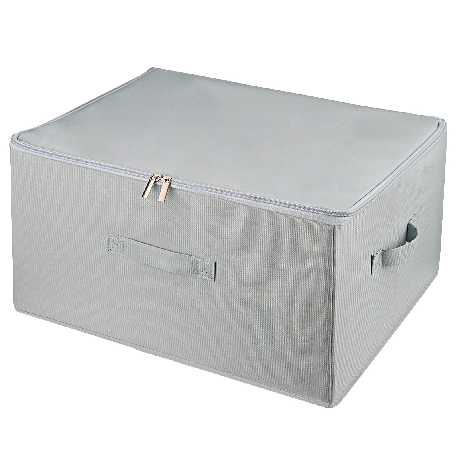 Caja de Almacenaje - Cajas Almacenaje Ropa - 40L Cesto Organizador con Tapa de Cremallera - Lavable - Adecuado para Estantes, Armario, Armarios - 45x35x25cm - Azul Niebla