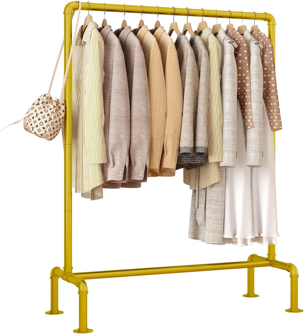 Industrial Pipe Clothing Rack,59'' Metal Heavy Duty Clothes Racks for Hanging Clothes,Retail Clothing Racks for Boutiques (Black)