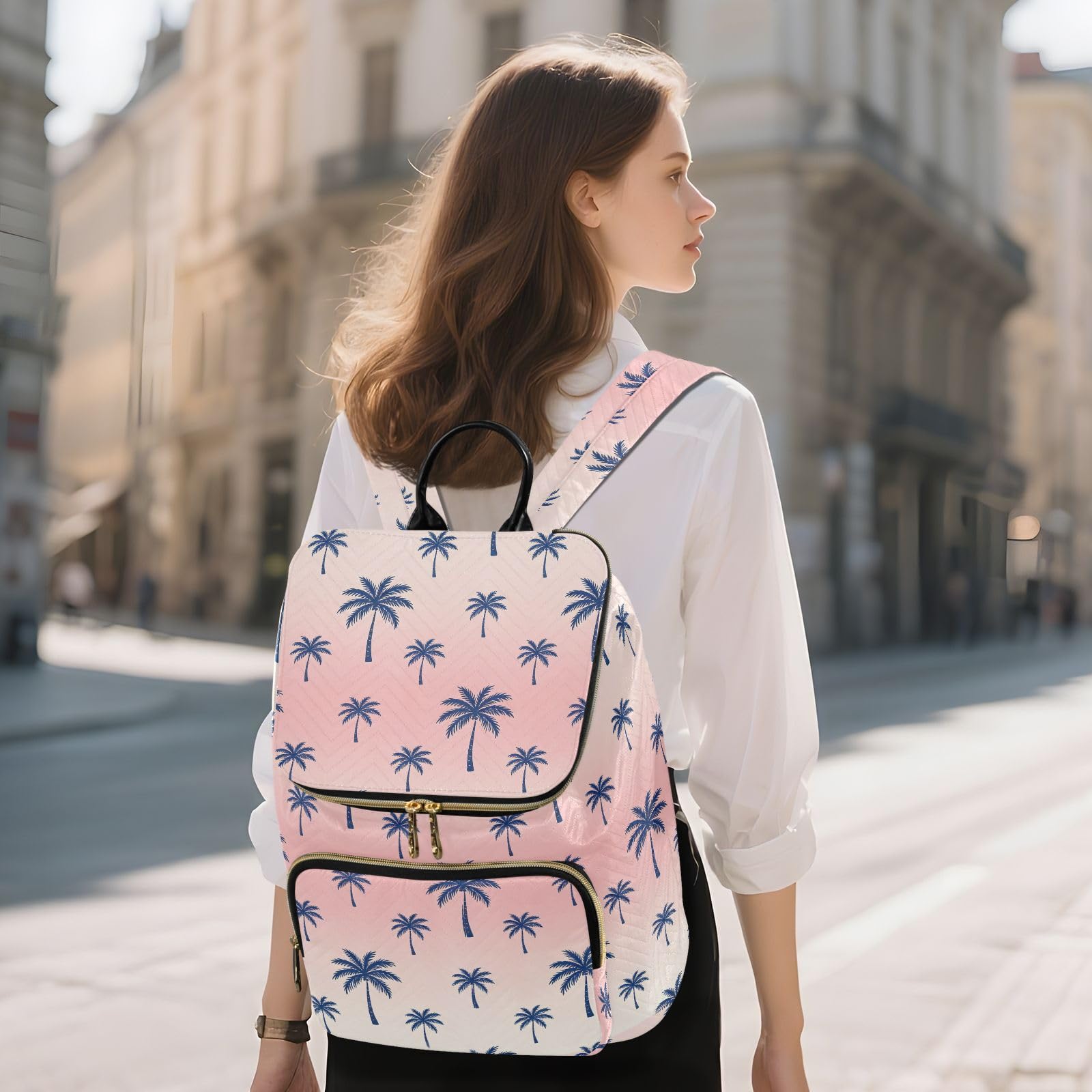 Zaino da donna, 15 l, alla moda, morbido, leggero, adatto a tutti gli abbinamenti | Materiale trapuntato antiusura forma flessibile multi cerniera stoccaggio per le signore viaggio sport gite quotidiane