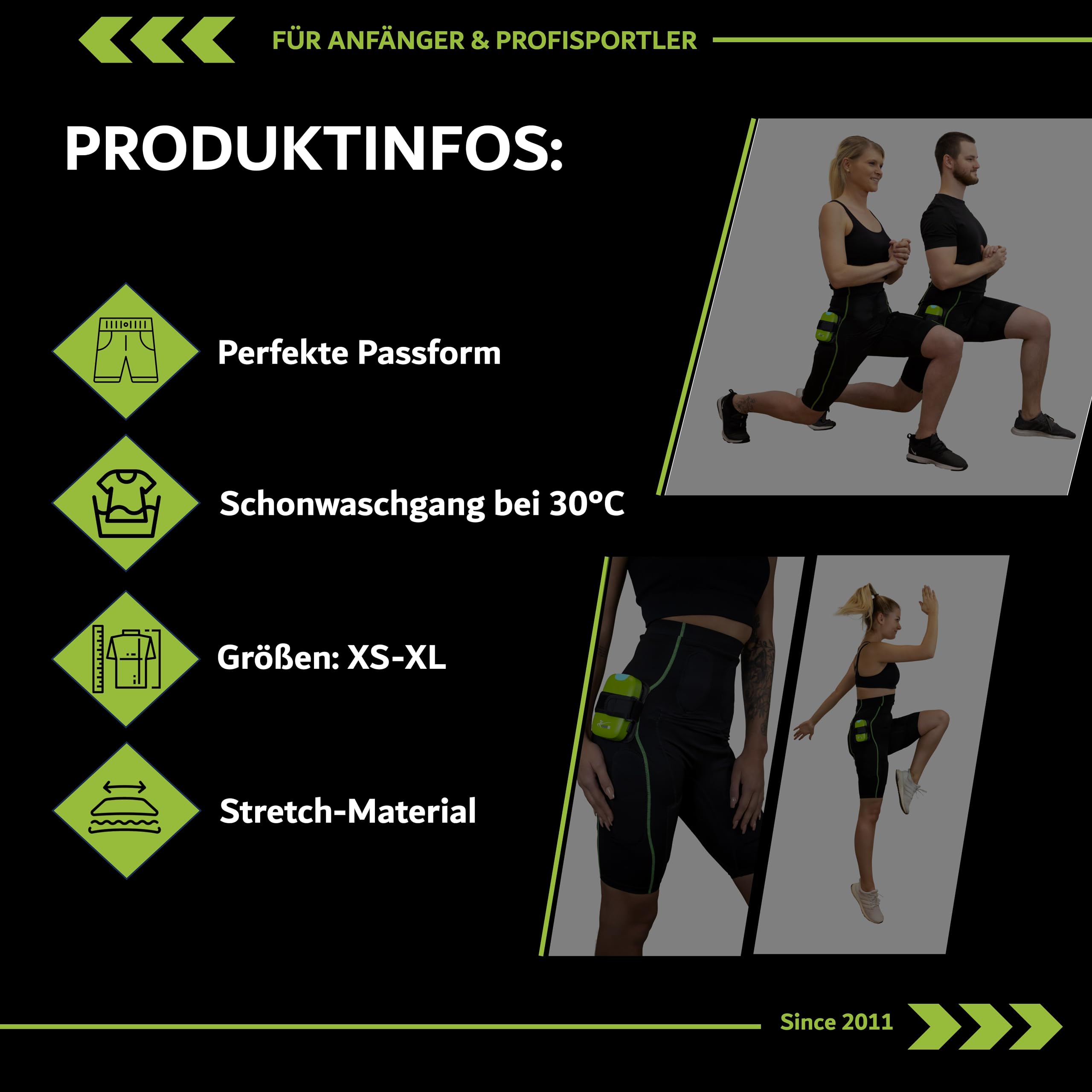 eaglefit EMS Pants Komplett-System; intensives, kabelloses EMS Training zuhause, Schwarz