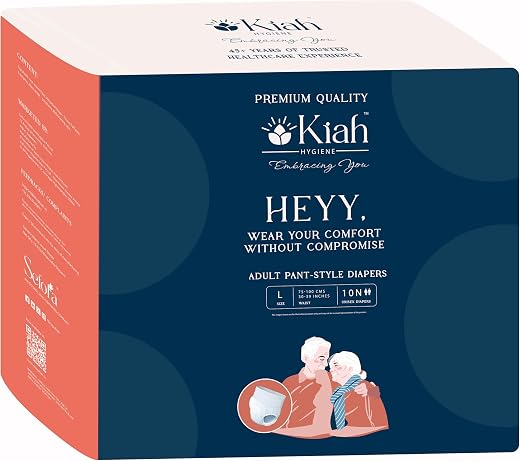 Kiah Hygiene Adult Pull Up Pants Diapers Unisex Ultra Comfort | Size - L | Waist (75-100 cm) | Upto 10-12 Hrs of Maximum A...