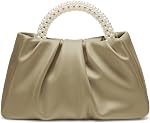 Beatfull Evening Purse Women Small Pearl Handbags Soft Leather Ruched Bag Wedding Bridal Clutch Party Prom Crossbody Purses