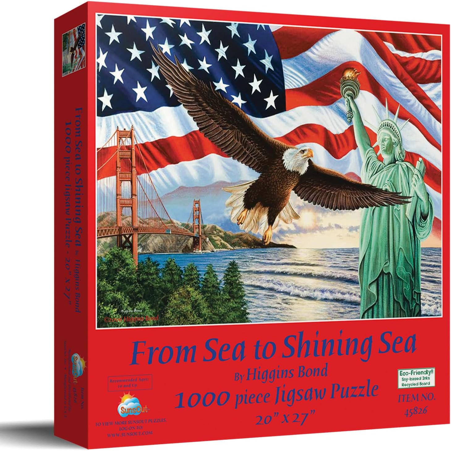 SUNSOUT INC - from Sea to Shining Sea - 1000 pc Jigsaw Puzzle by Artist: Higgins Bond - Finished Size 20" x 27" Fourth of July - MPN# 45826