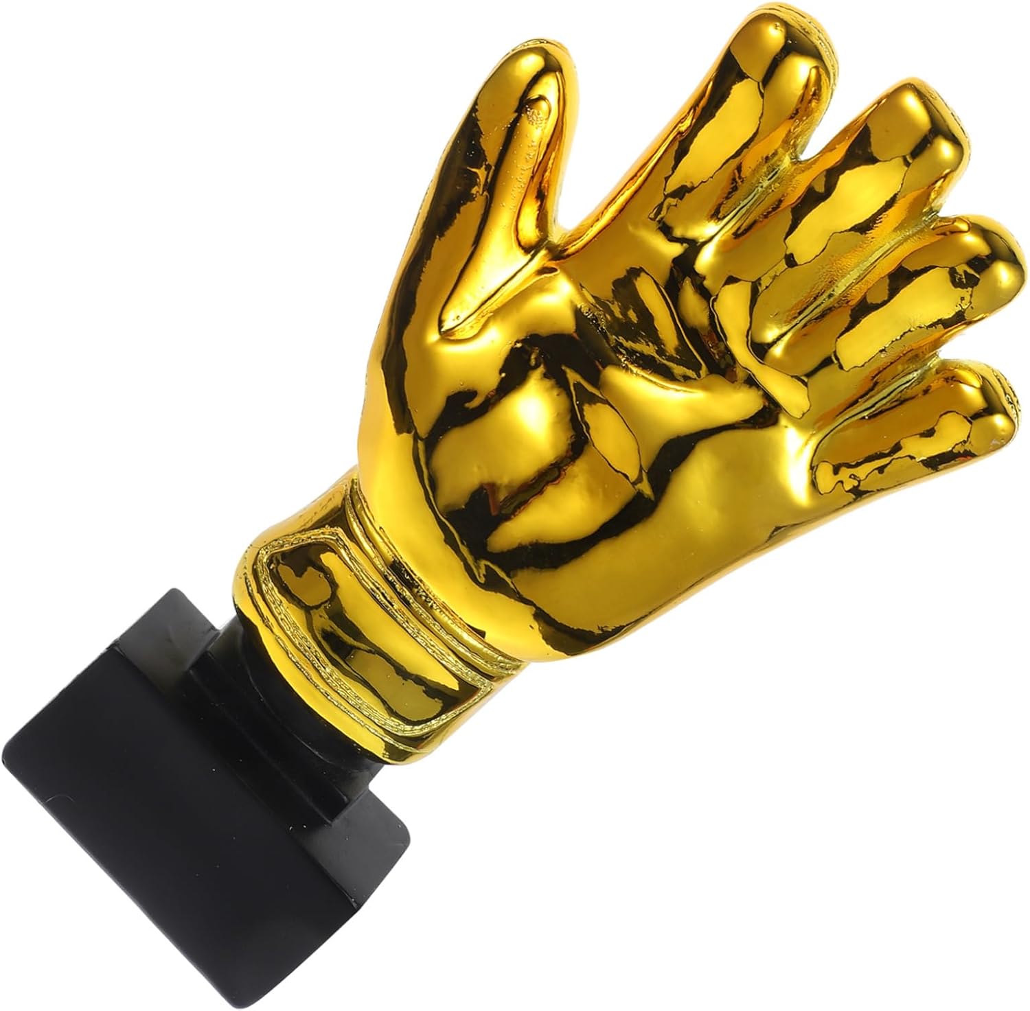 Hemoton Goalkeeper Gloves Shape Golden Trophy for Soccer Matches Award for Goalie Base for Schools Offices and Kindergarten Celebrations