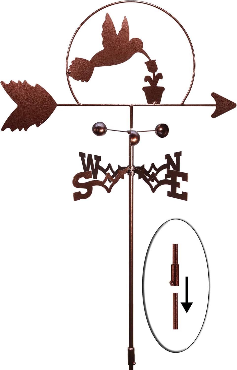 SWEN Products Hummingbird Humming Bird Weathervane (Garden Stake Included)