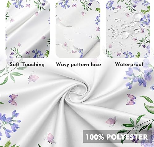 Miniatura 5 de Eikione Mantel redondo de 60 pulgadas, mantel floral de poliéster, impermeable, sin manchas, sin arrugas, cubierta de mesa para interiores y