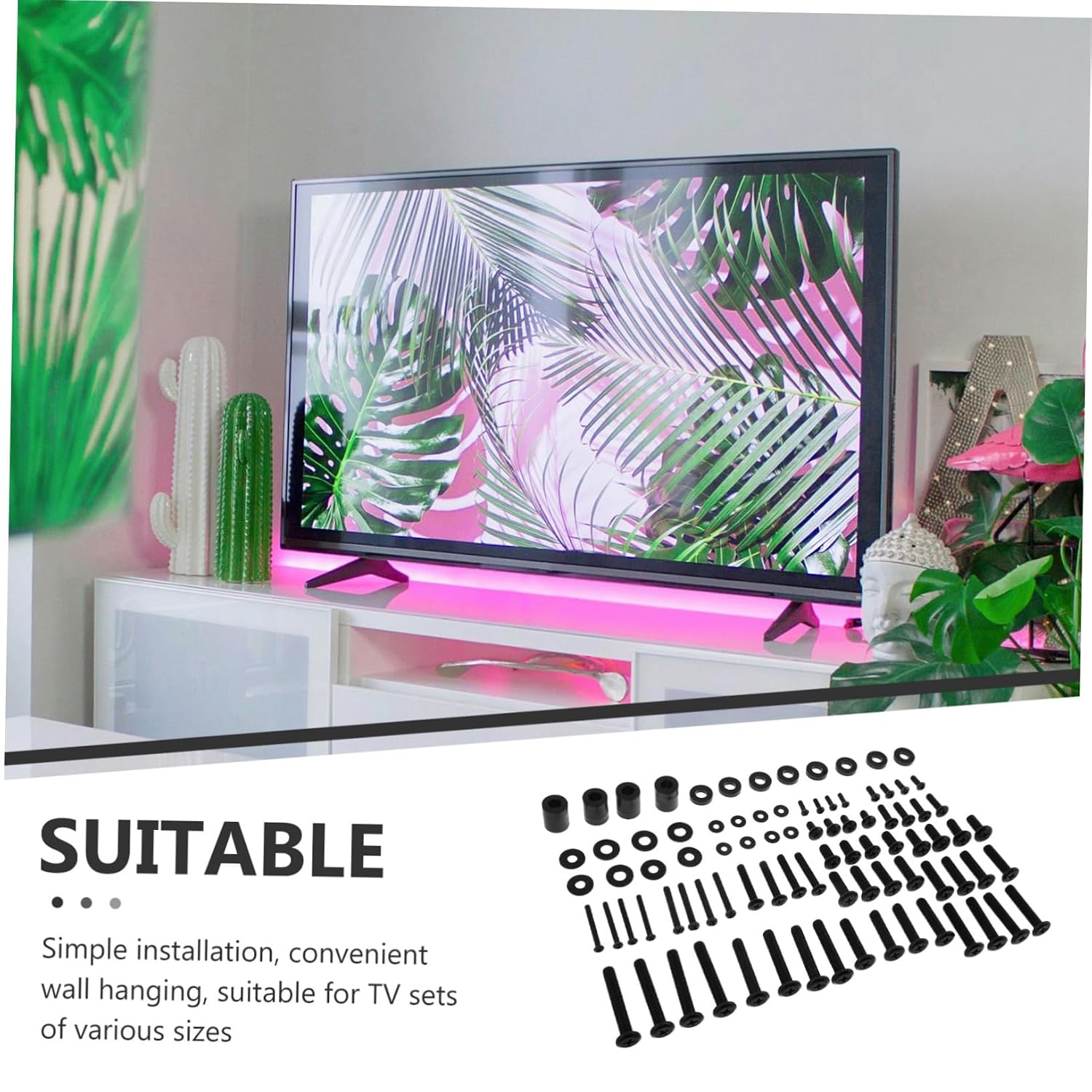 Vaguelly 88Pcs Tv Wall Mounting Hardware Kit for Easy Installation Screws and Anchors for Strong Support Compatible with Various Tv for Living Bedroom and Office