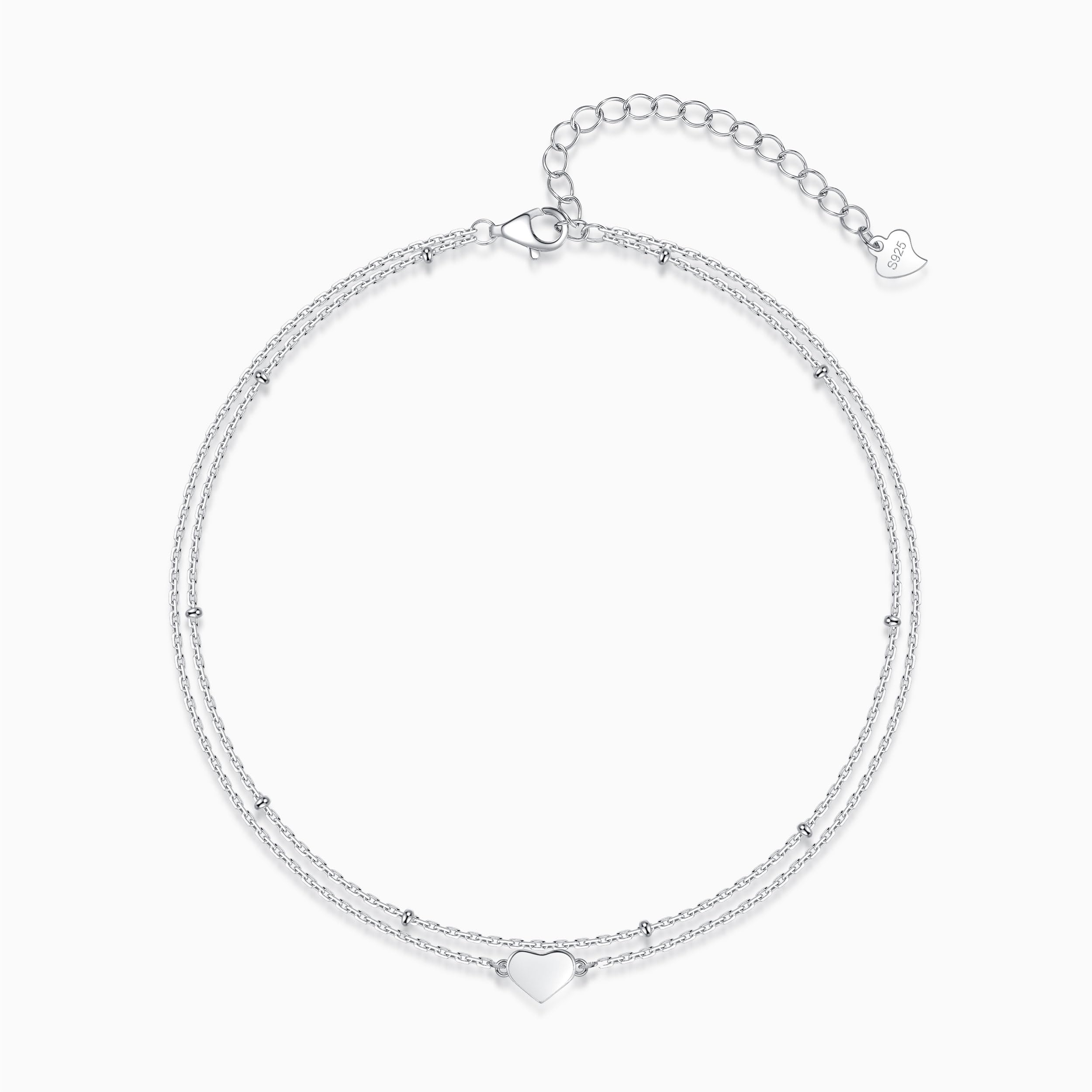 Kamise Fußkettchen für Damen Silber 925, 22+5cm Verstellbar