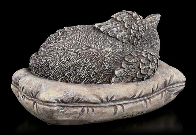 Foto 3 de 4 de Figuren Shop GmbH Tier-Urne - Katzen-Engel con Placa Grabada en Adornos de Piedra Gedenk-Urne, Pintado a Mano