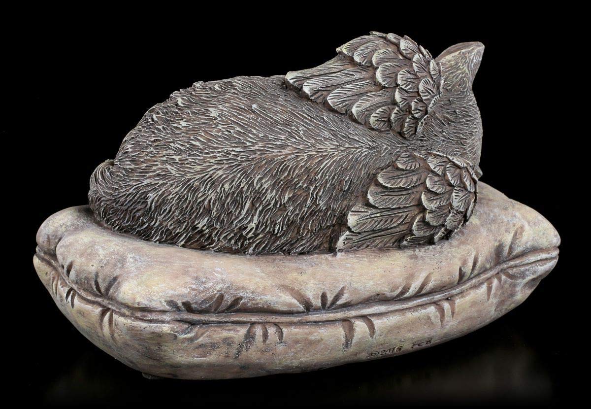Figuren Shop Gmbh Tier-Urne - Katzen-Engel con Placca Incisa in Similpietra Gedenk-Urne, Dipinto a Mano