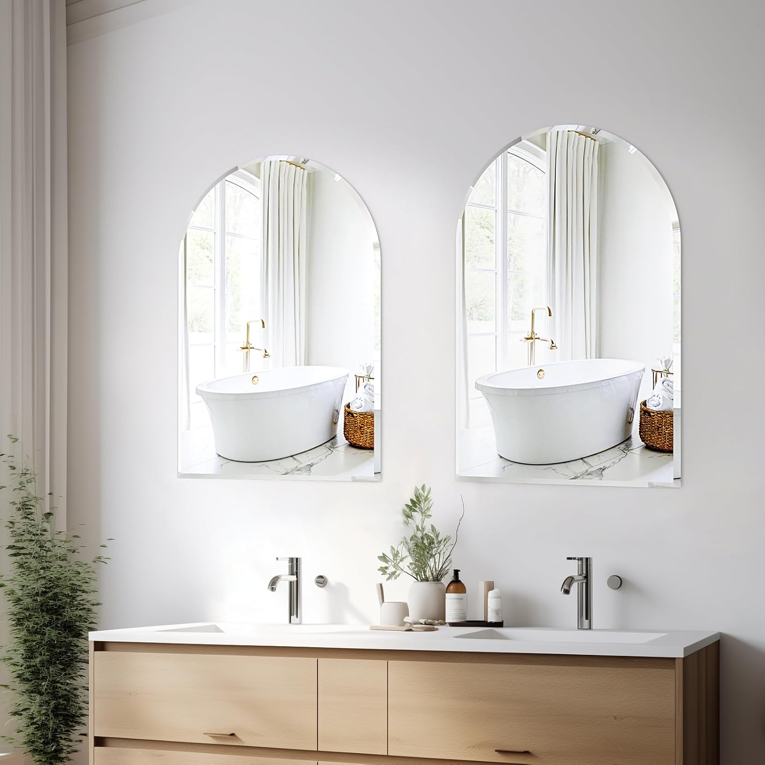 Arched Bathroom Mirror, 22X30 inch Arched Frameless Mirror, Arch Wall Mirror,Frameless Mirrors for Bathroom,Beveled Bathroom Mirror. - Image 4