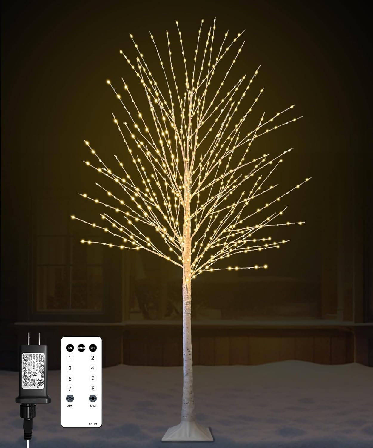 6FT Lighted Birch Tree with 880 LED Warm White Lights, 8 Modes, Timer Remote Faux Prelit Twig Christmas Tree, Light Up Trees for Indoor Outdoor Xmas Holiday Party Decoration 6ft-1pack