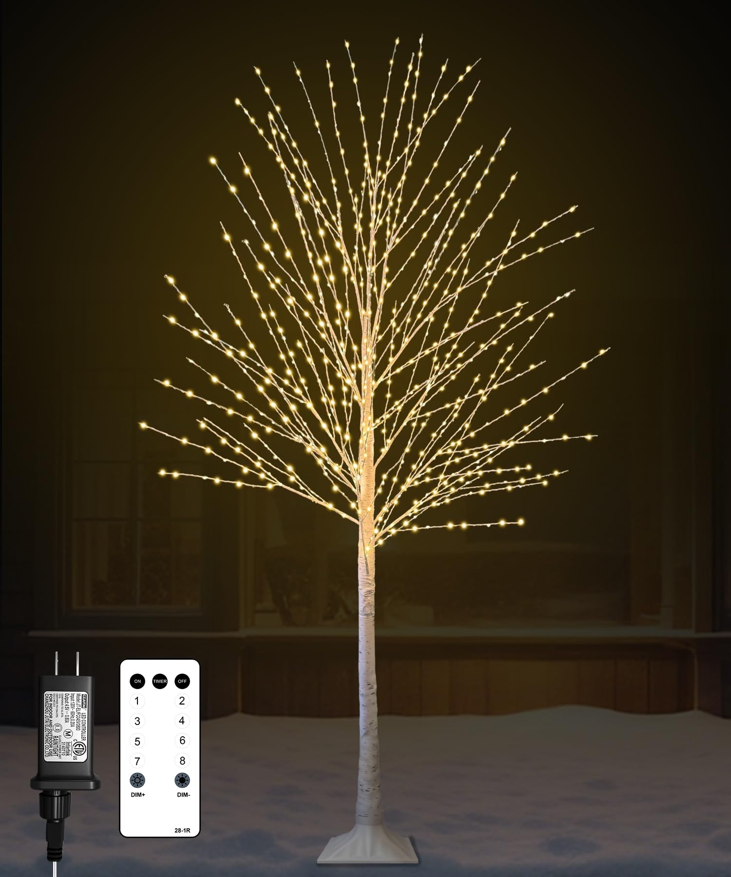 6ft lighted birch tree with 880 led warm white lights, 8 modes, timer remote faux prelit twig christmas tree, light up trees for indoor outdoor xmas holiday party decoration