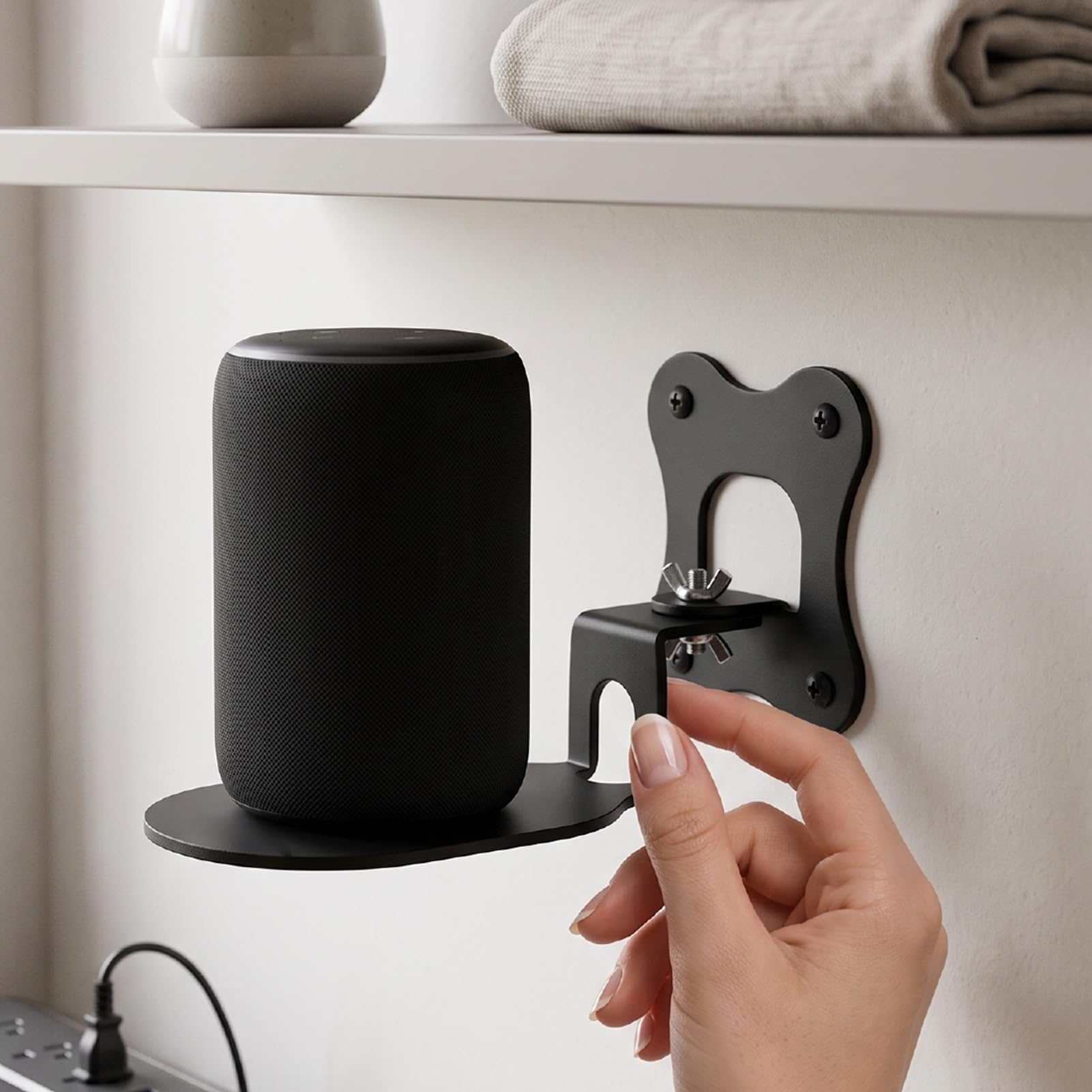 Supporto da Parete per Altoparlante Wireless, Staffa da Montaggio, | Staffa in Metallo 3 Mm, Salvaspazio, Angolo Regolabile, Viti Incluse, Base Stabile, Adatta Alla Casa