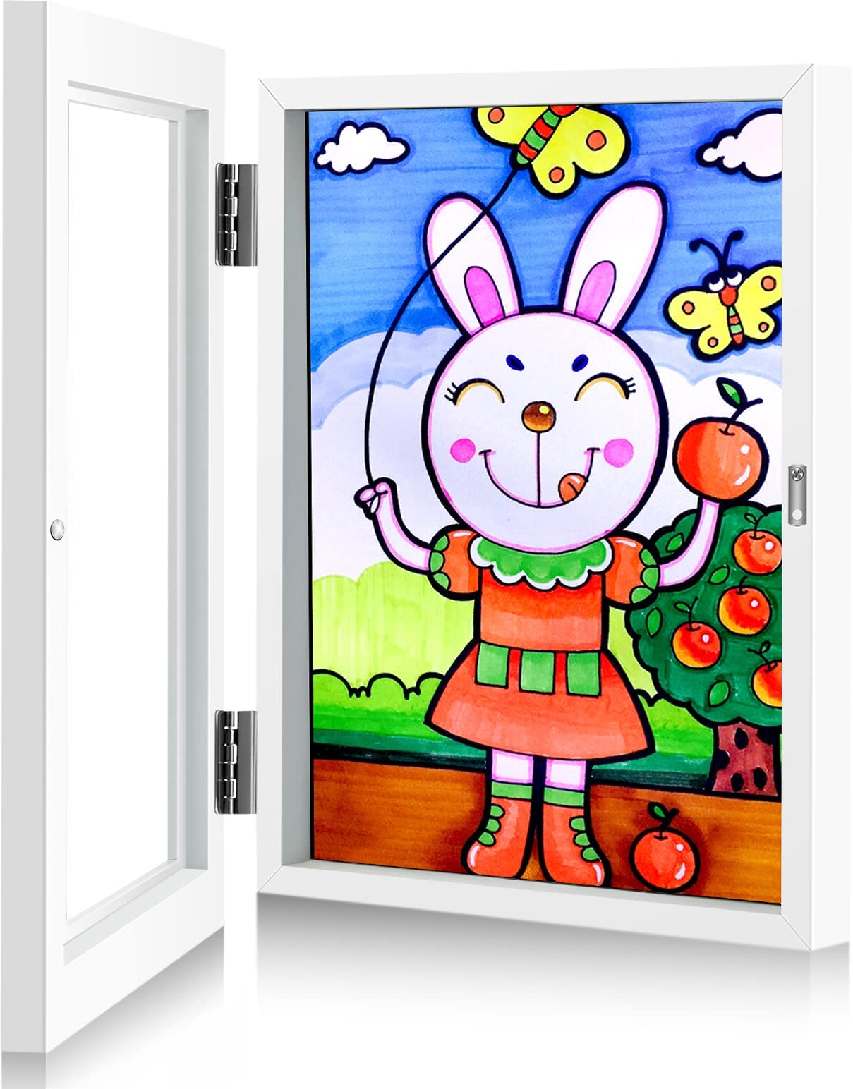 Excefore Kids Art Frames, Front Opening and Changeable Picture Display for A4 Art-Work, Storage Frames, Crafts, Drawing, Hanging Art, 8.3x11.8 (White, 1 Pack)
