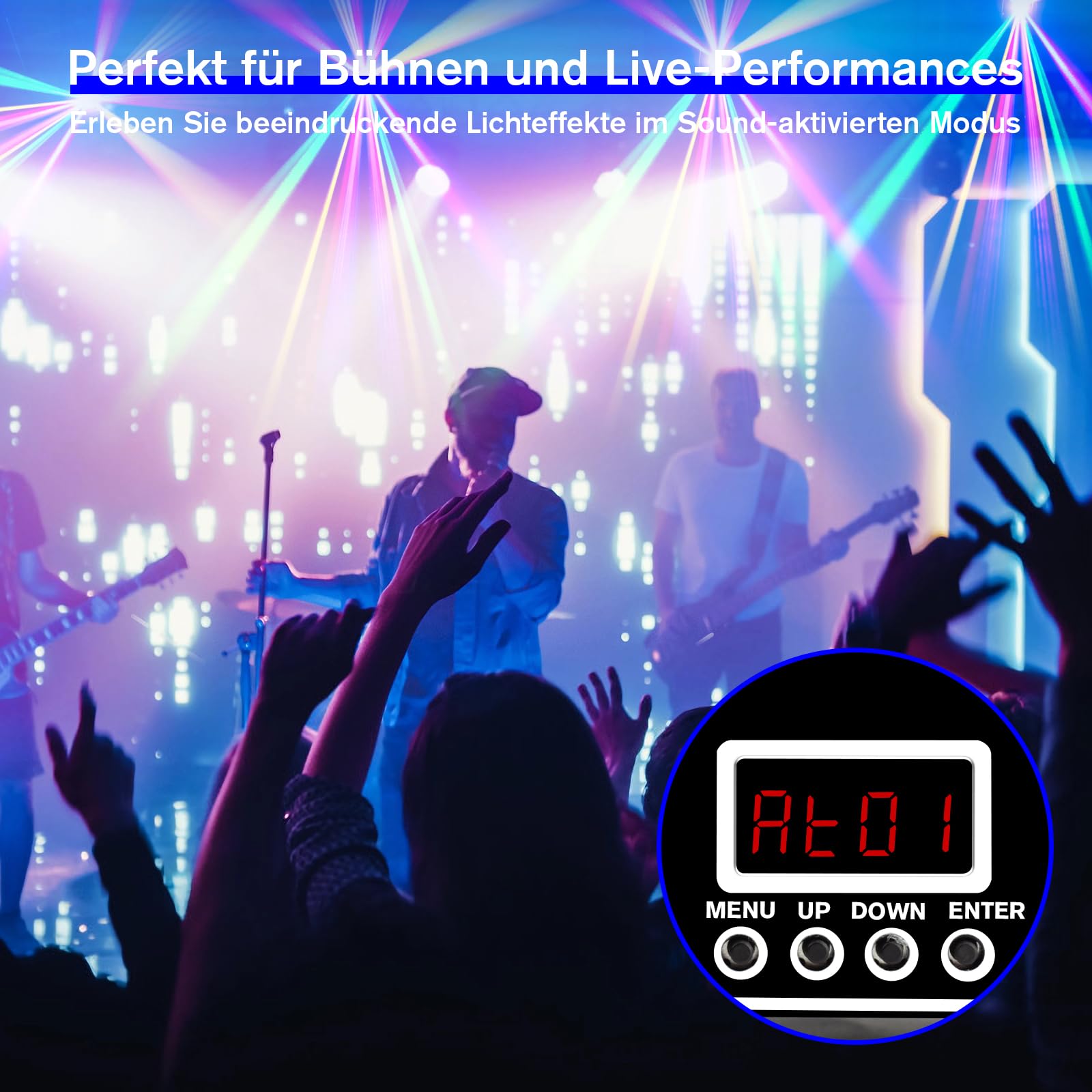 Luce da discoteca per feste, Moving Head, LED RGB, proiettore DJ, controllo musicale, DJ, effetto DMX, per KTV, riunioni di famiglia, matrimonio, compleanno, Halloween (T08)