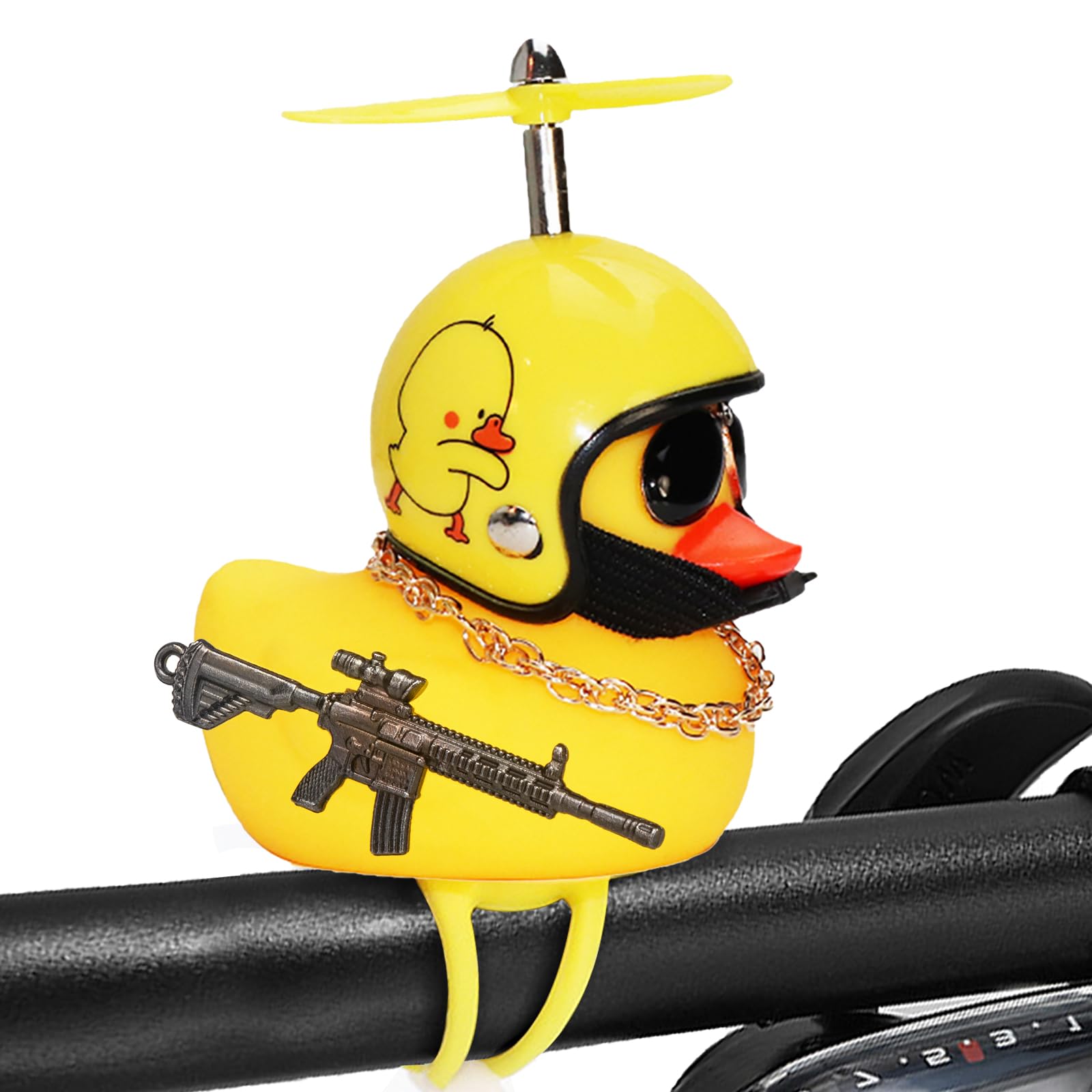 wonuu Rubber Duck Car Ornaments, Squeeze Duck Dashboard Decorations Bicycle Decor for Cycling Motorcycle & Bicycle Accessories Decorations (Chick Dancer-L&G)