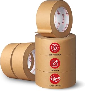 Brown Kraft Paper Packing Tape 6-Pack 2in x 44 yd – Strong Adhesive, Hand-Tearable, Writable Shipping Tape for Boxes – Ideal for Packing, Moving, Storage, Mailing, and Shipping