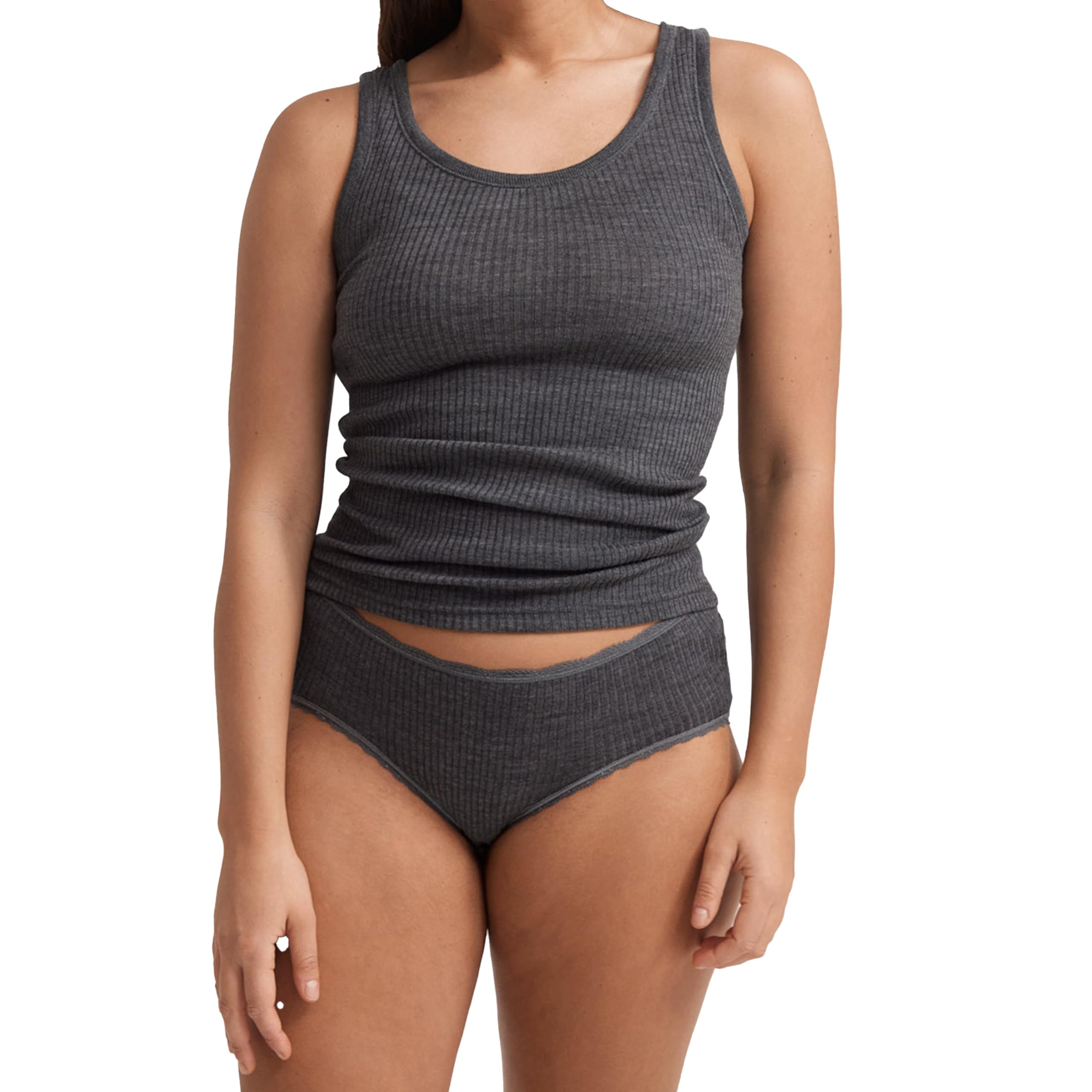DILLING Women's merino wool midi briefs - Dark grey melange 12