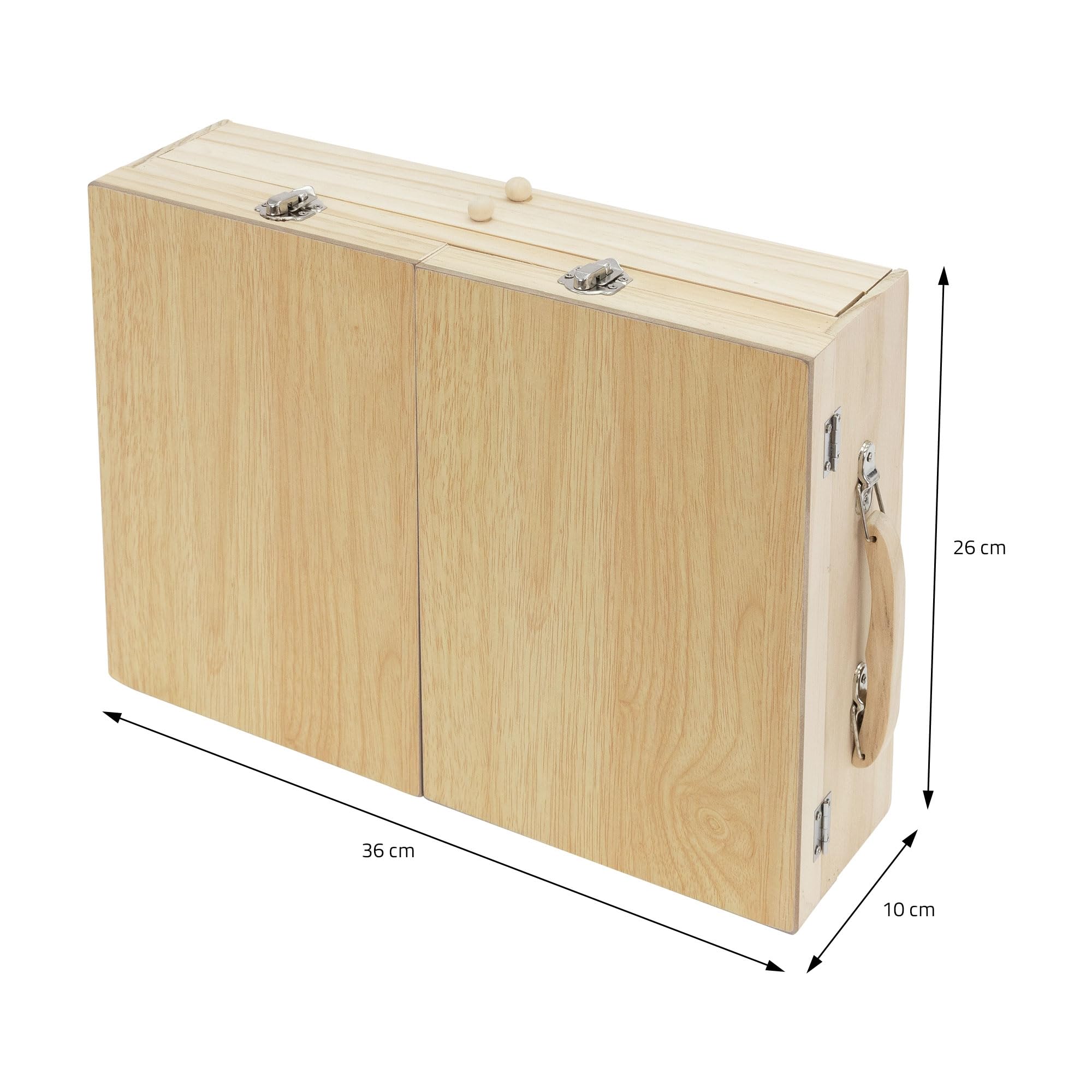 ECD Germany Set per Pittura con Valigetta in Legno 85 pezzi 3 Blocchi da Disegno A4 Colori Acrilici e Accessori Kit Disegno Pennelli Pastelli Acquarelli Portatile per Hobby Artisti Principianti