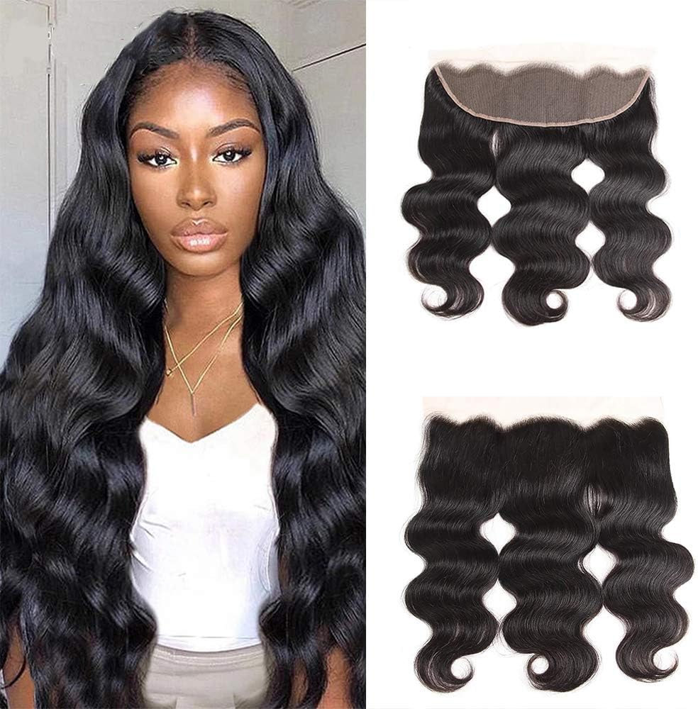 Free Part Ear To Ear 13x4" Full Frontal Lace Closure Body Wave Unprocessed Peruvian Virgin Remy Real Human Hair Lace Front Closures Top Extensions Natural Color 10 Inches