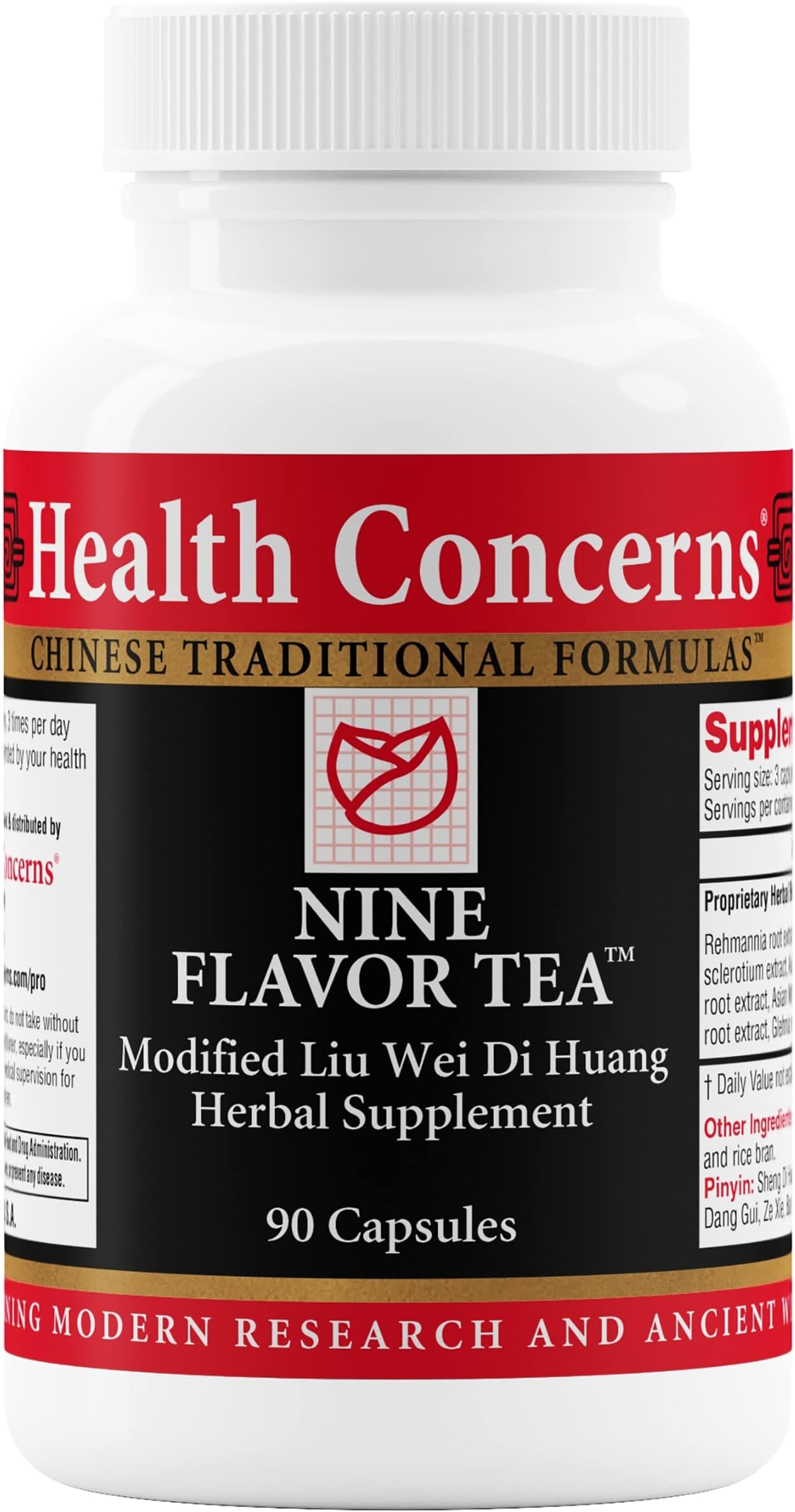 Nine Flavor Tea – Immune Support, Kidney Support & Lymphatic Health – Chinese Herbal Supplement for Oral Health, Night Sweats, Blurred Vision – 90 Capsules