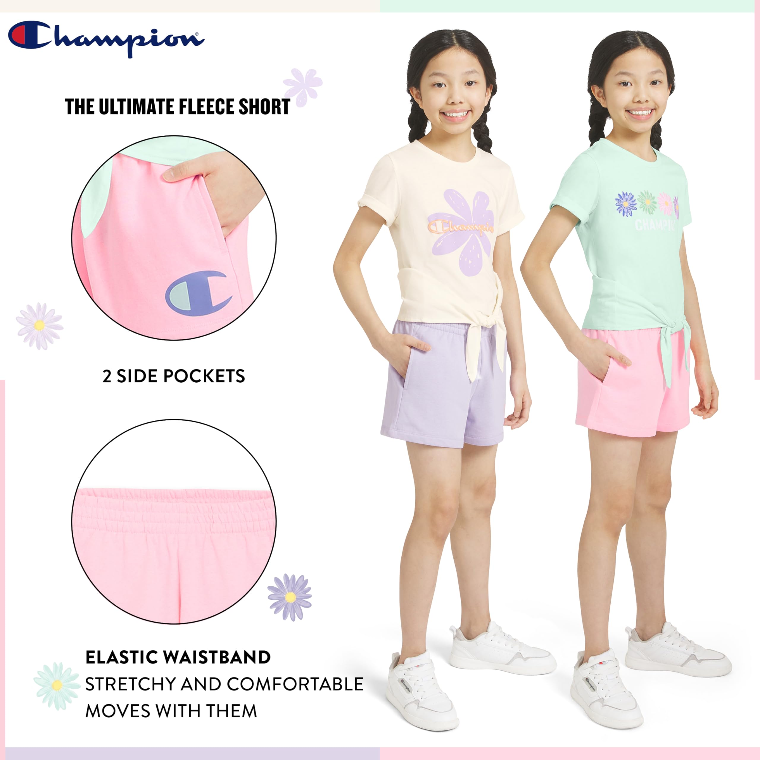 Champion Mädchen-Shorts-Set, 2-teilig, kurzes Set für Mädchen, aktive Kleidung