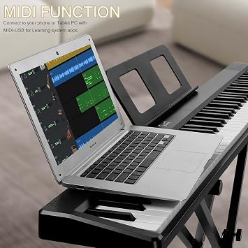 88 Key Folding Piano Keyboard, Semi-Weighted Digital Piano with Bluetooth MIDI, Electric Piano for Beginners, Carrying Case Included