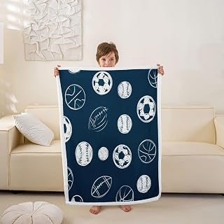 Feelyou Gaming Sports Throw Blanket Football Soft Fleece Sherpa Cozy Fuzzy Plush Warm Blue Fuzzy Plush Throw Baby 30"x40" for Bed Couch Living Room