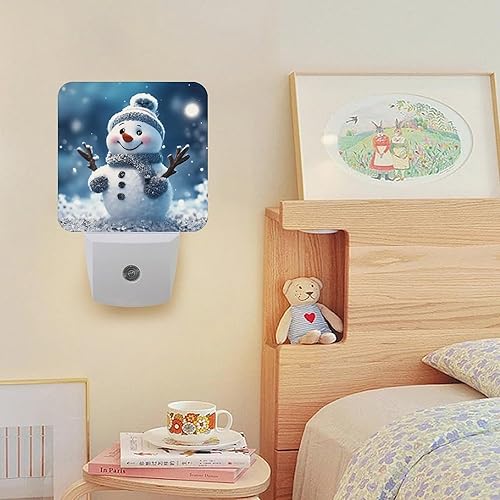 Miniatura 7 de Paquete de 2 luces nocturnas de muñeco de nieve de Navidad con sensor automático, lámpara nocturna con sensor automático, lámpara de noche para
