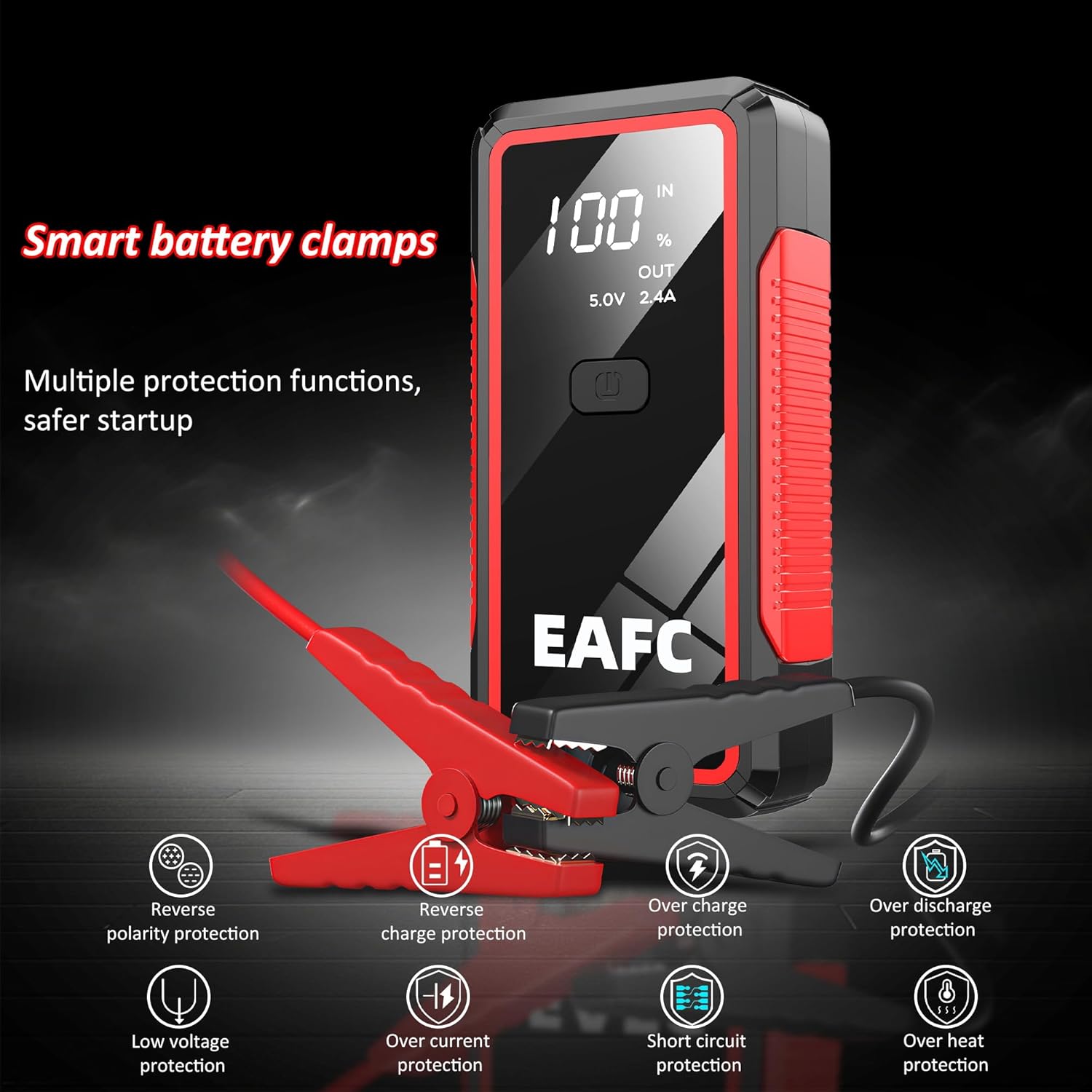 Smart battery clamps with multiple protection functions