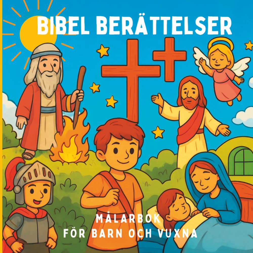 Bibel berättelser Målarbok för barn och vuxna: Upplyftande bibliska ögonblick för familjemålarläggning. Hjärtevärmande bibelscener för alla åldrar