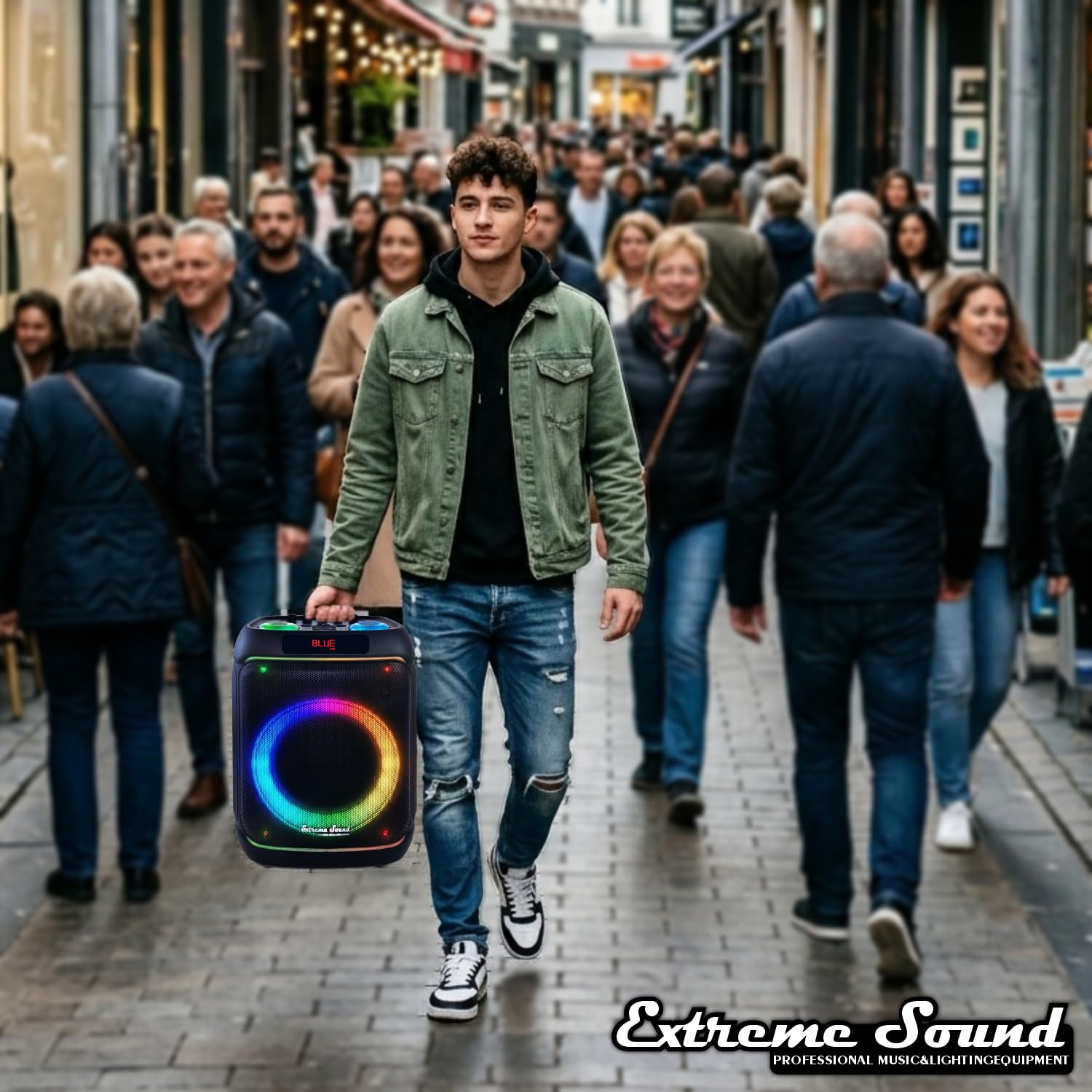 Extreme Sound Karaoke Professionale con 2 Microfoni Wireless, Cassa Bluetooth Portatile, Sistema Karaoke Completo per Adulti, Feste e Eventi Subwoofer 21 Cm.