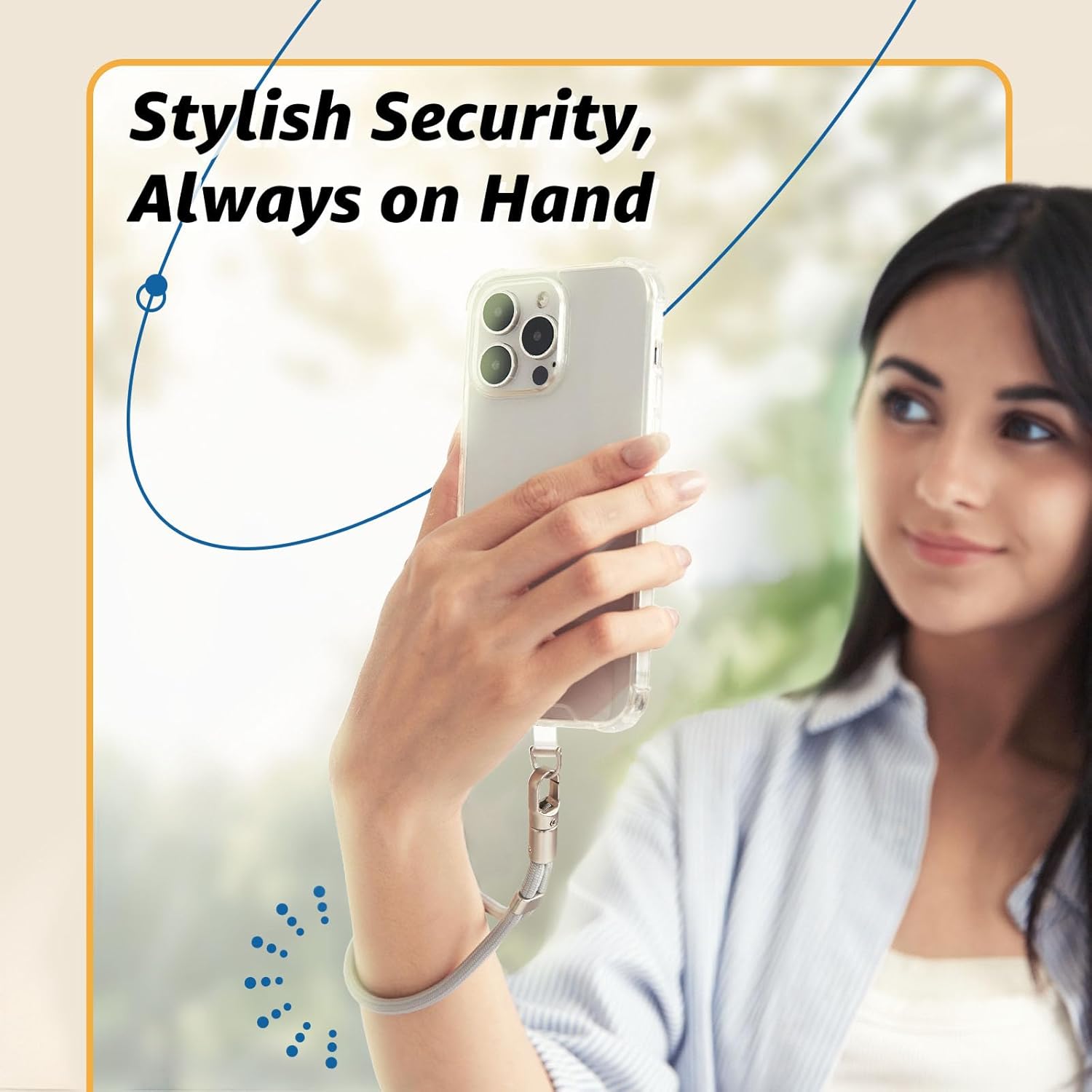 Phone Wrist Strap for iPhone & Samsung – 6mm Lanyard with 2 Non-Adhesive Tether Tabs | Secure Hand Strap for Men & Women (Case Required, for Smartphones) – Camel Beige - Image 2